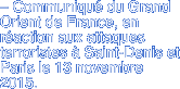 – Communiqué du Grand Orient