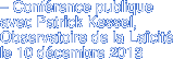 – Conférence publique avec Patrick